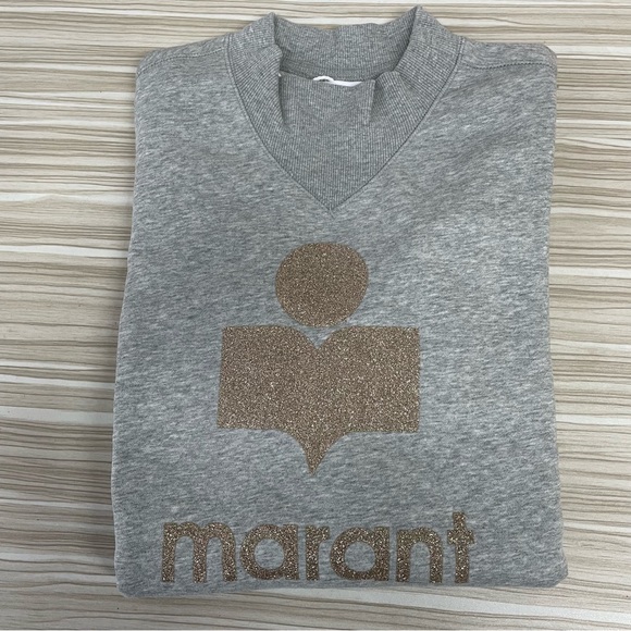 Isabel Marant Tops - Isabel Marant Heather Gray Sweatshirt with Brown Logo